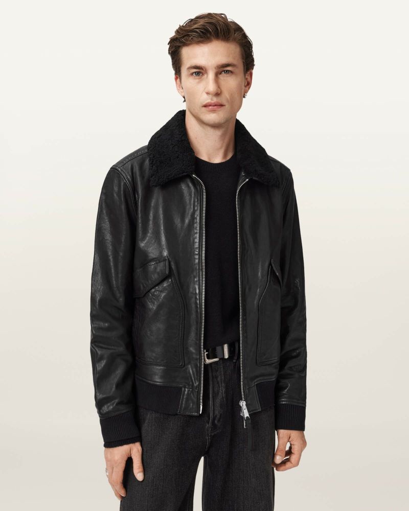 ALLSAINTS ブラック レザージャケット UK2 ブラックレザージャケット | オールセインツ 公式オンラインストア