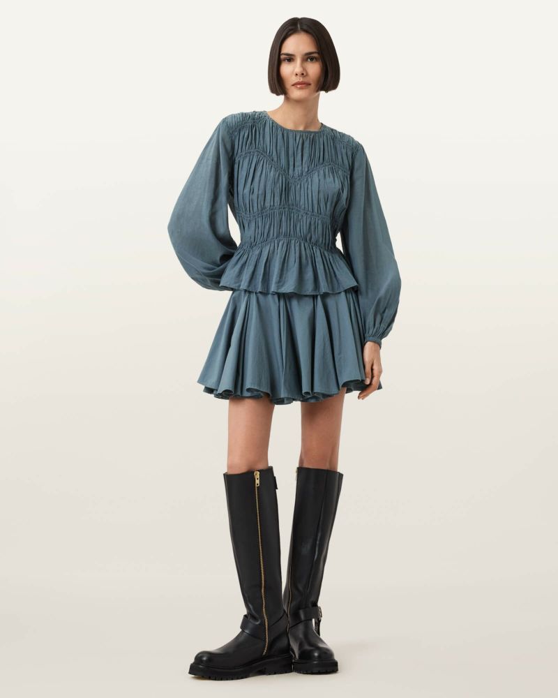 新品 ALLSAINTS オールセインツ フリルシフォン七分袖カーディガン 白 新品 ALLSAINTS オールセインツ フリルシフォン七分袖